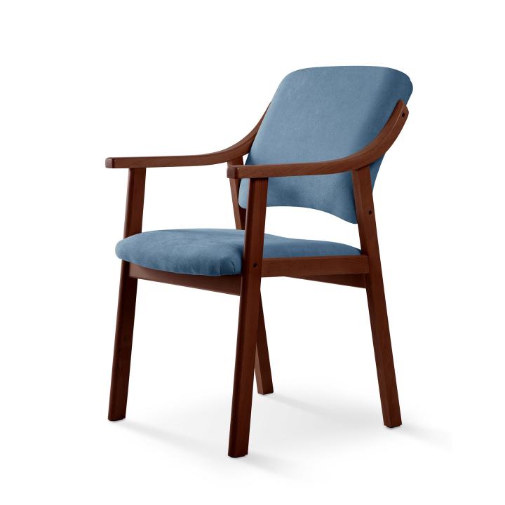 Silla de madera con asiento y respaldo tapizado CALPE NOGAL