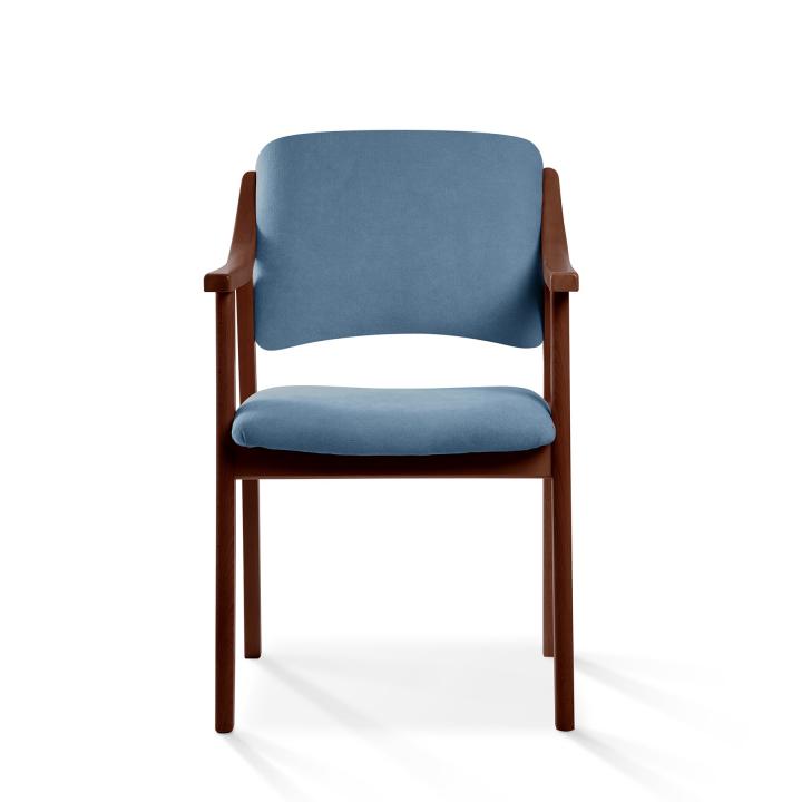 Silla de madera con asiento y respaldo tapizado CALPE NOGAL
