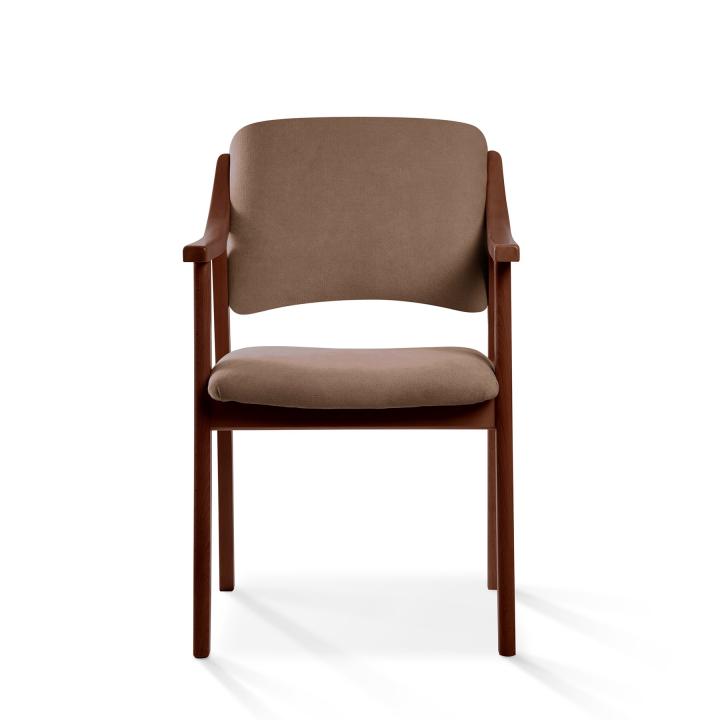 Silla de madera con asiento y respaldo tapizado CALPE NOGAL