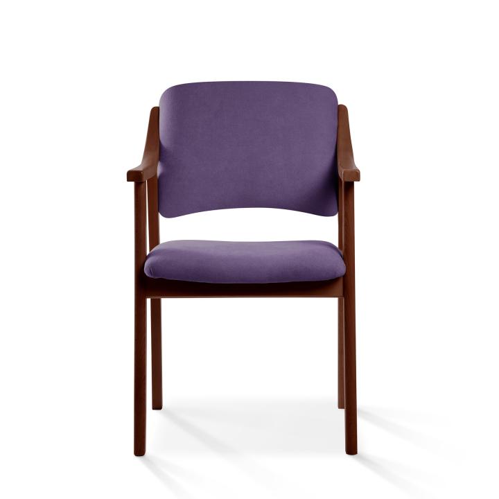 Silla de madera con asiento y respaldo tapizado CALPE NOGAL
