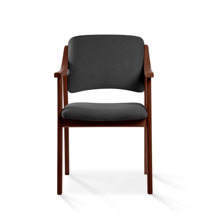 Silla de madera con asiento y respaldo tapizado CALPE NOGAL