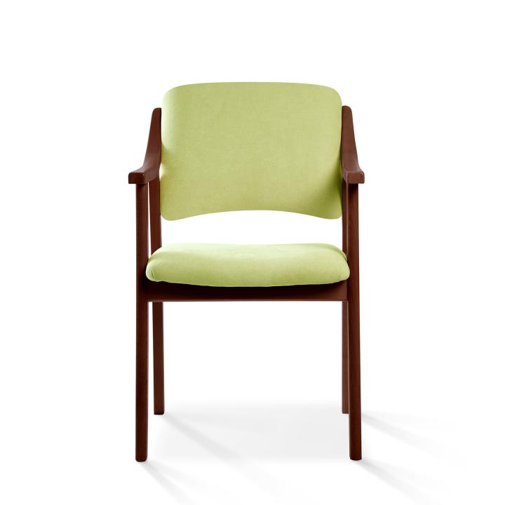 Silla de madera con asiento y respaldo tapizado CALPE NOGAL