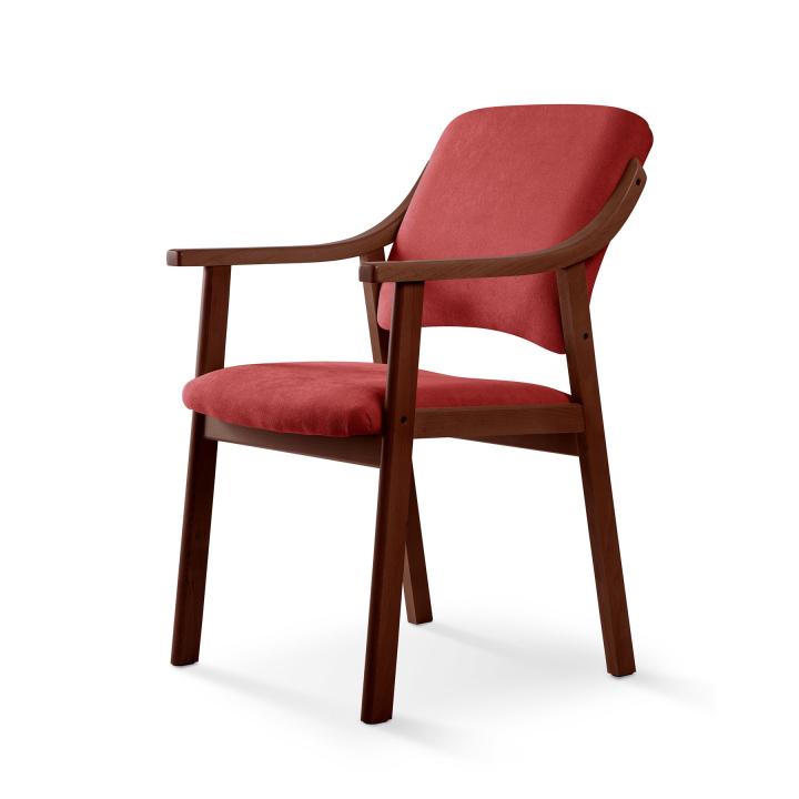 Silla de madera con asiento y respaldo tapizado CALPE NOGAL