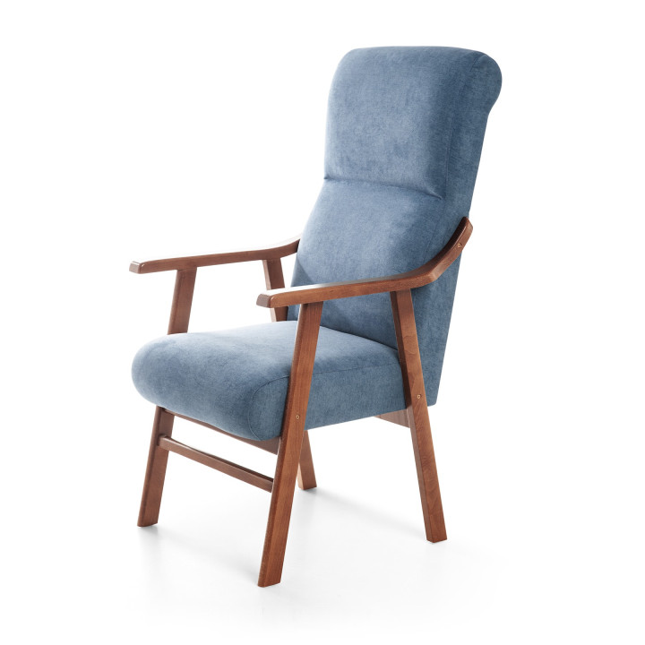 Sillón de madera tapizado PORTLAND NOGAL