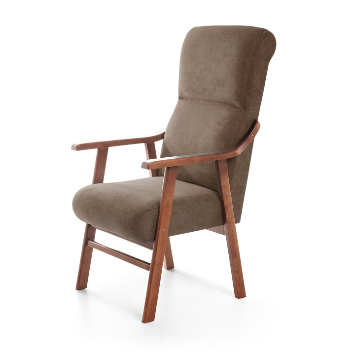 Sillón de madera tapizado PORTLAND NOGAL