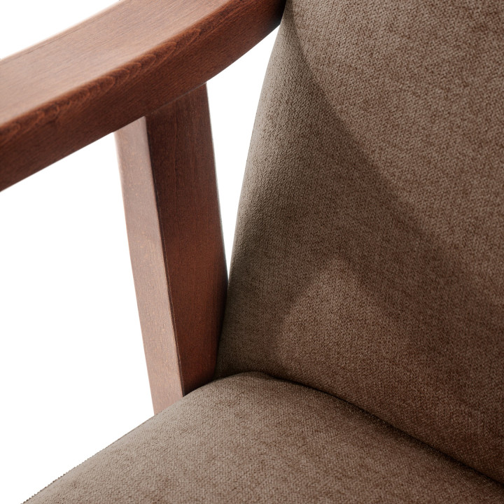Sillón de madera tapizado PORTLAND NOGAL
