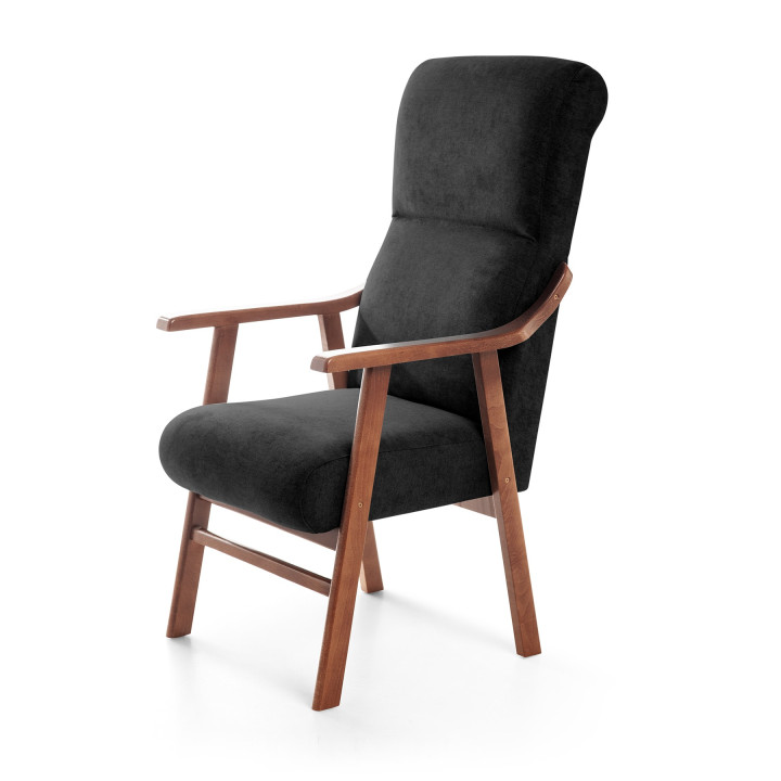 Sillón de madera tapizado PORTLAND NOGAL