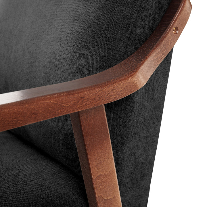 Sillón de madera tapizado PORTLAND NOGAL