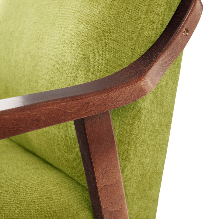 Sillón de madera tapizado PORTLAND NOGAL