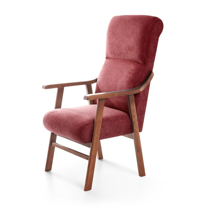Sillón de madera tapizado PORTLAND NOGAL