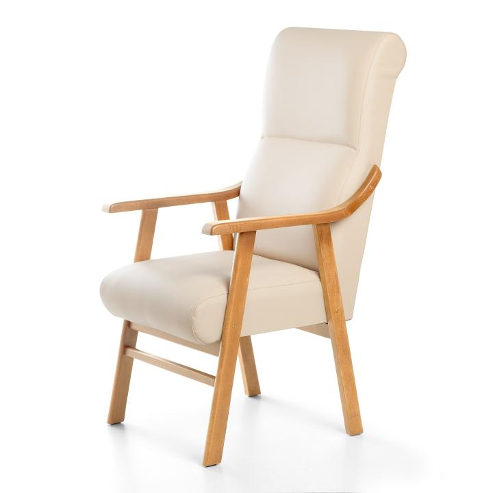Sillón de madera tapizado BOSTON NOGAL