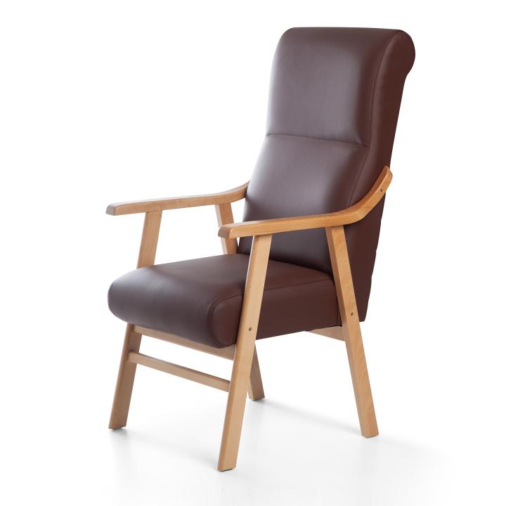 Sillón de madera tapizado BOSTON NOGAL
