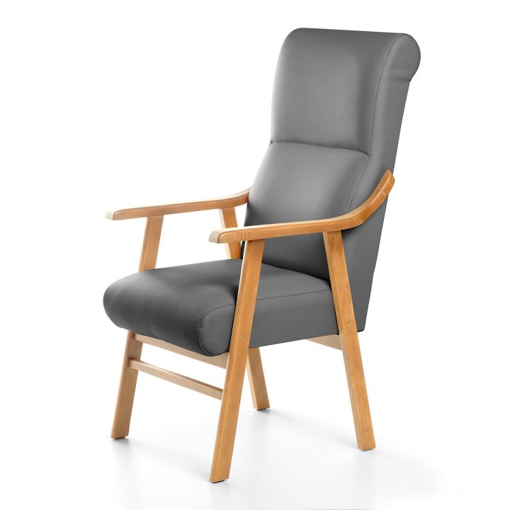 Sillón de madera tapizado BOSTON NOGAL