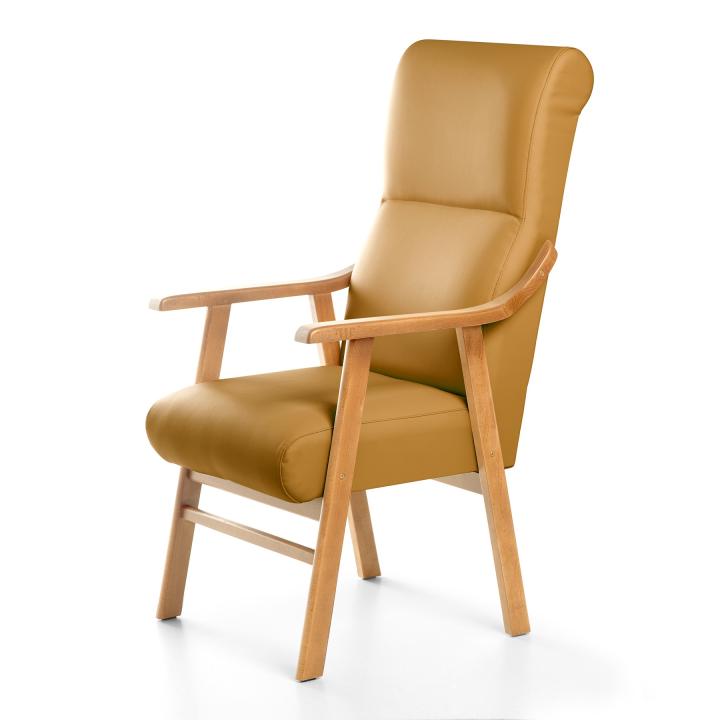 Sillón de madera tapizado BOSTON NOGAL