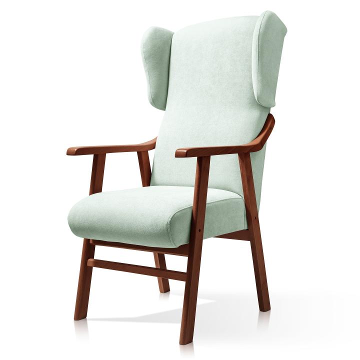 Sillón orejero tapizado OREGÓN NOGAL