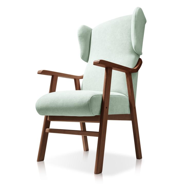 Sillón orejero tapizado OREGÓN NOGAL