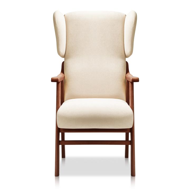 Sillón orejero tapizado OREGÓN NOGAL