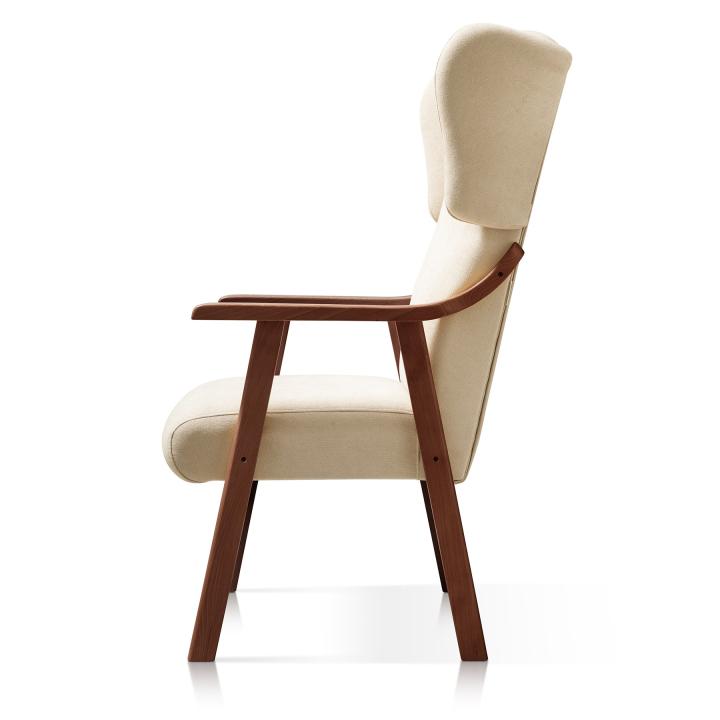 Sillón orejero tapizado OREGÓN NOGAL