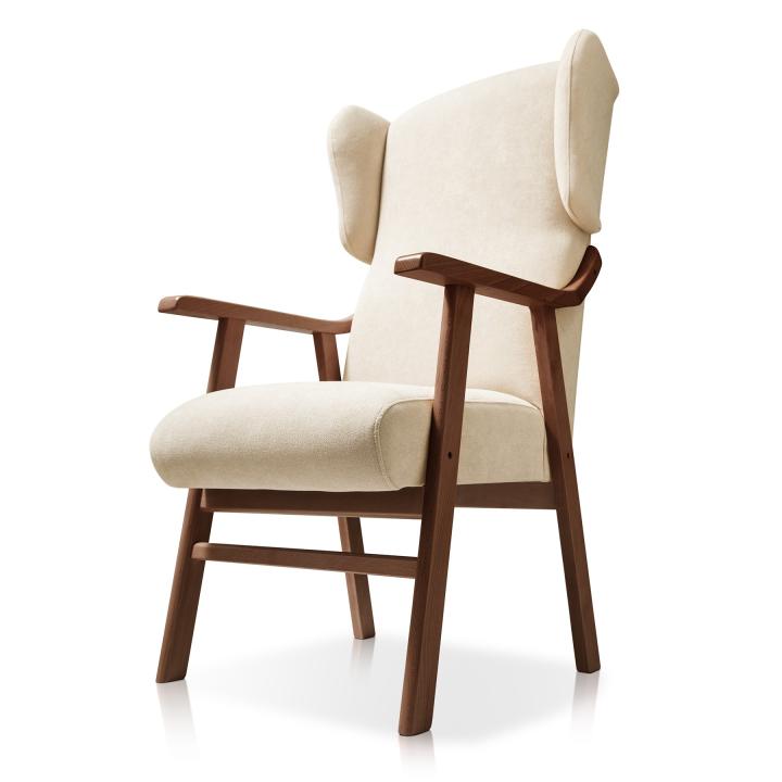 Sillón orejero tapizado OREGÓN NOGAL