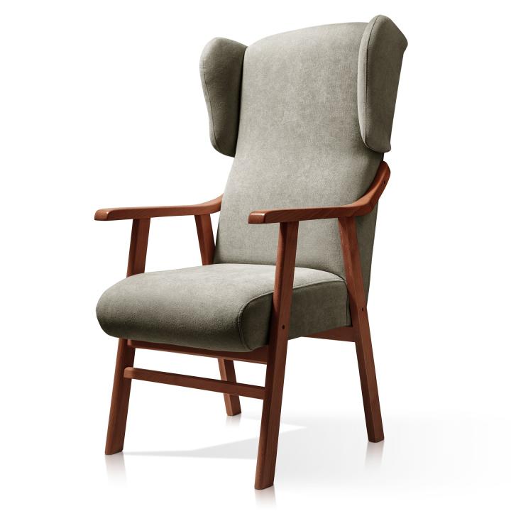 Sillón orejero tapizado OREGÓN NOGAL