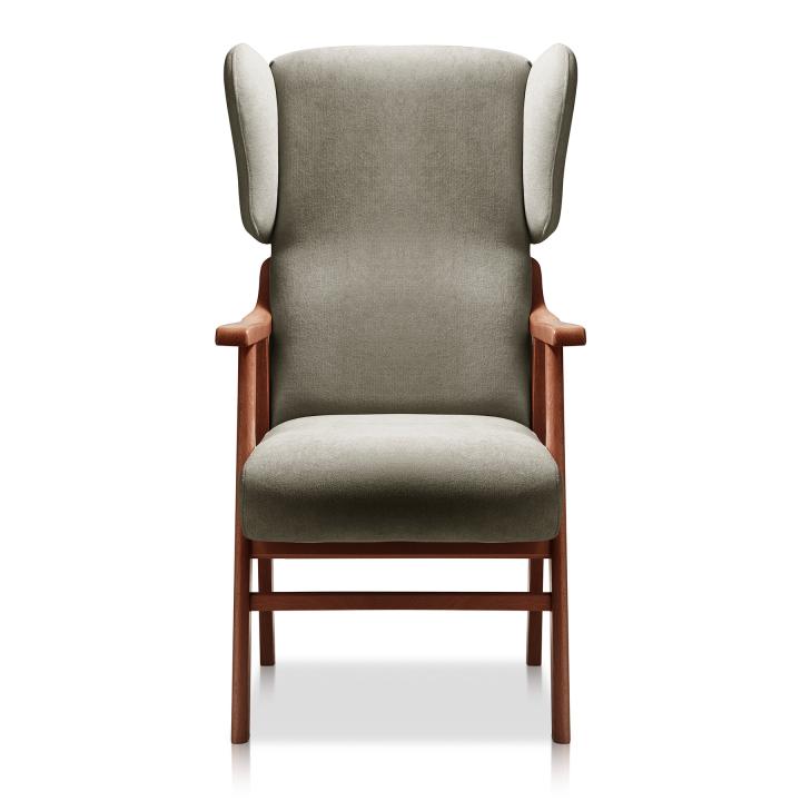 Sillón orejero tapizado OREGÓN NOGAL