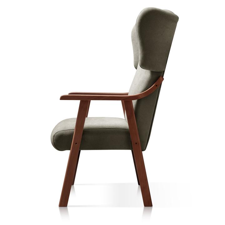 Sillón orejero tapizado OREGÓN NOGAL