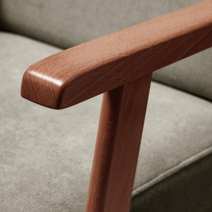 Sillón orejero tapizado OREGÓN NOGAL