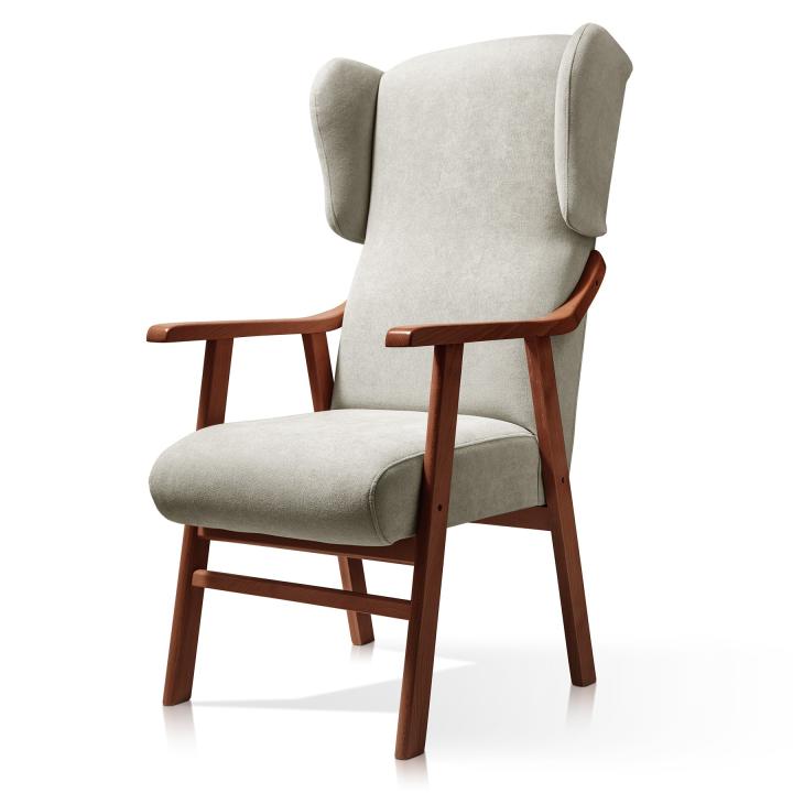 Sillón orejero tapizado OREGÓN NOGAL