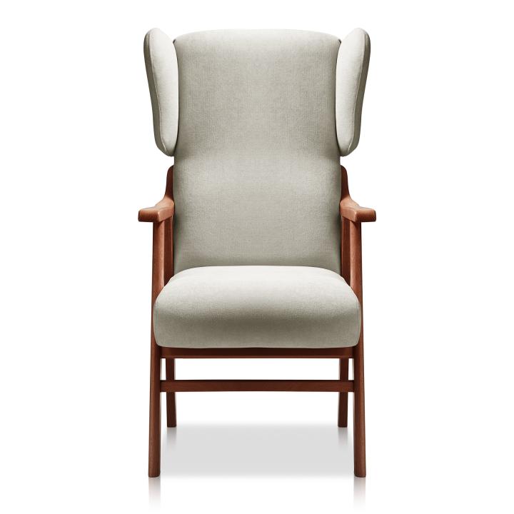 Sillón orejero tapizado OREGÓN NOGAL