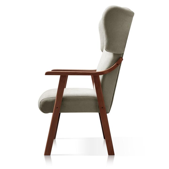 Sillón orejero tapizado OREGÓN NOGAL