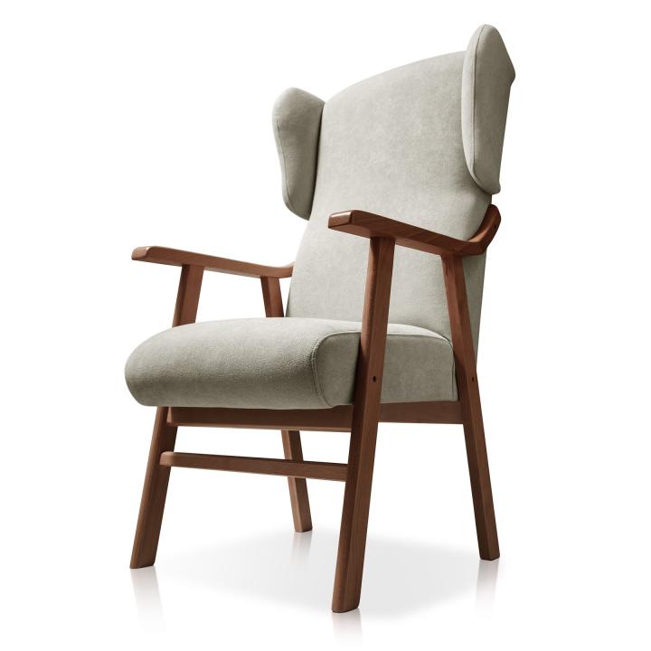 Sillón orejero tapizado OREGÓN NOGAL