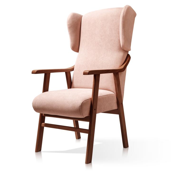 Sillón orejero tapizado OREGÓN NOGAL