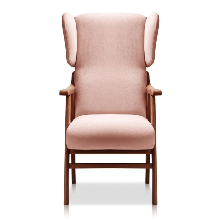 Sillón orejero tapizado OREGÓN NOGAL