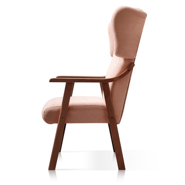 Sillón orejero tapizado OREGÓN NOGAL