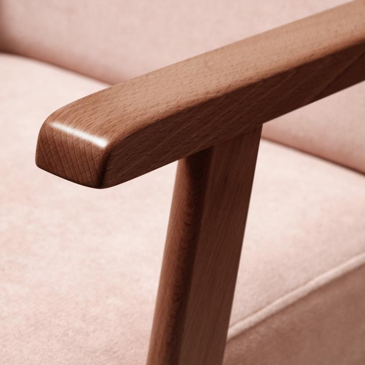 Sillón orejero tapizado OREGÓN NOGAL