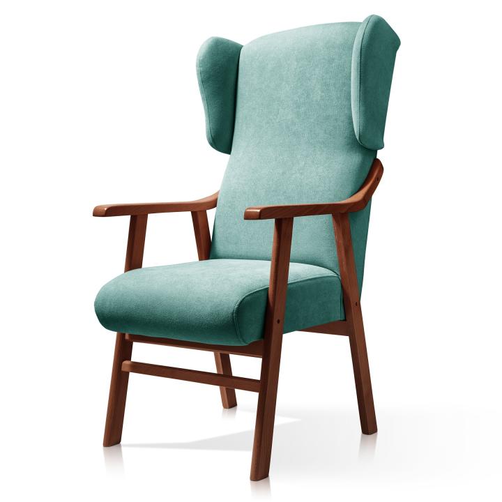 Sillón orejero tapizado OREGÓN NOGAL