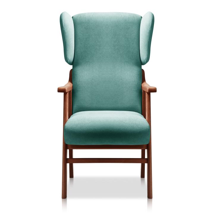 Sillón orejero tapizado OREGÓN NOGAL