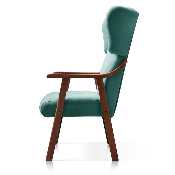 Sillón orejero tapizado OREGÓN NOGAL