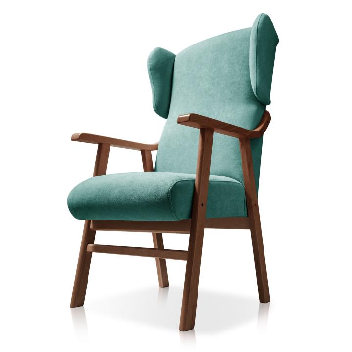 Sillón orejero tapizado OREGÓN NOGAL