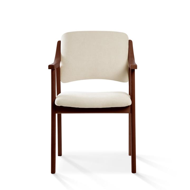 Silla de madera con asiento y respaldo tapizado CALPE NOGAL