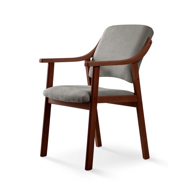 Silla de madera con asiento y respaldo tapizado CALPE NOGAL