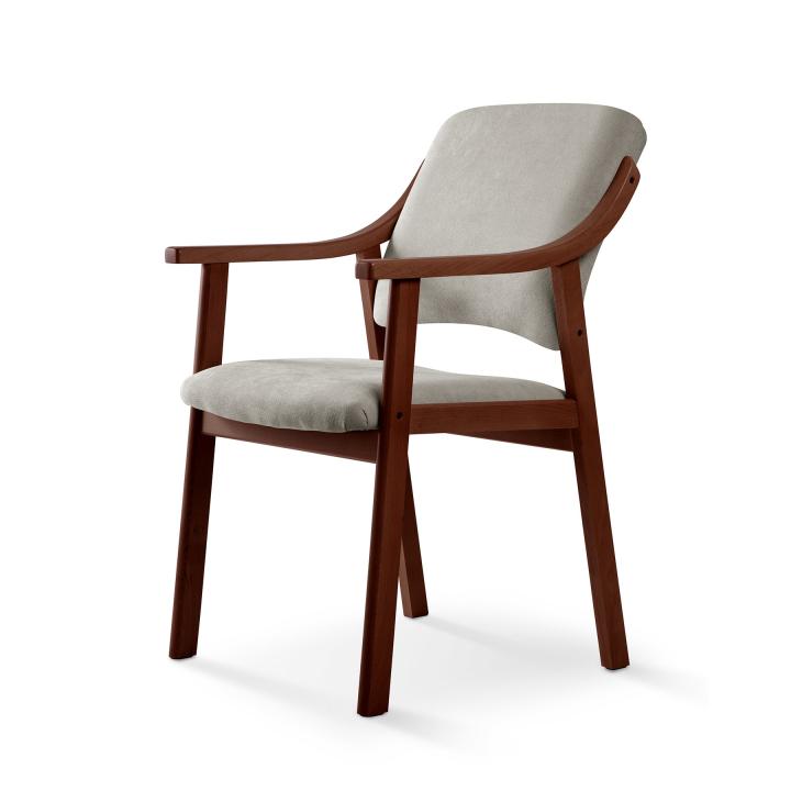 Silla de madera con asiento y respaldo tapizado CALPE NOGAL