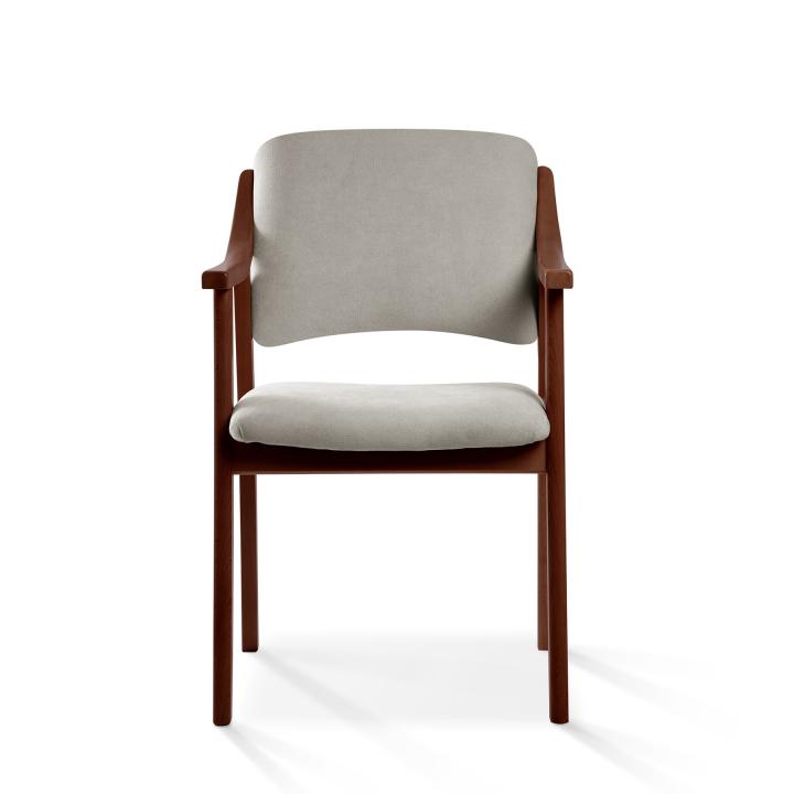 Silla de madera con asiento y respaldo tapizado CALPE NOGAL