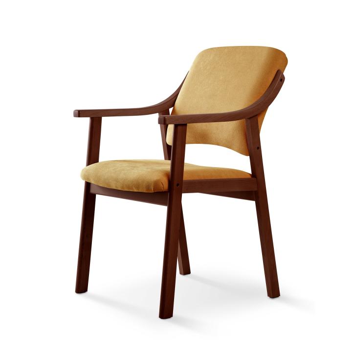 Silla de madera con asiento y respaldo tapizado CALPE NOGAL
