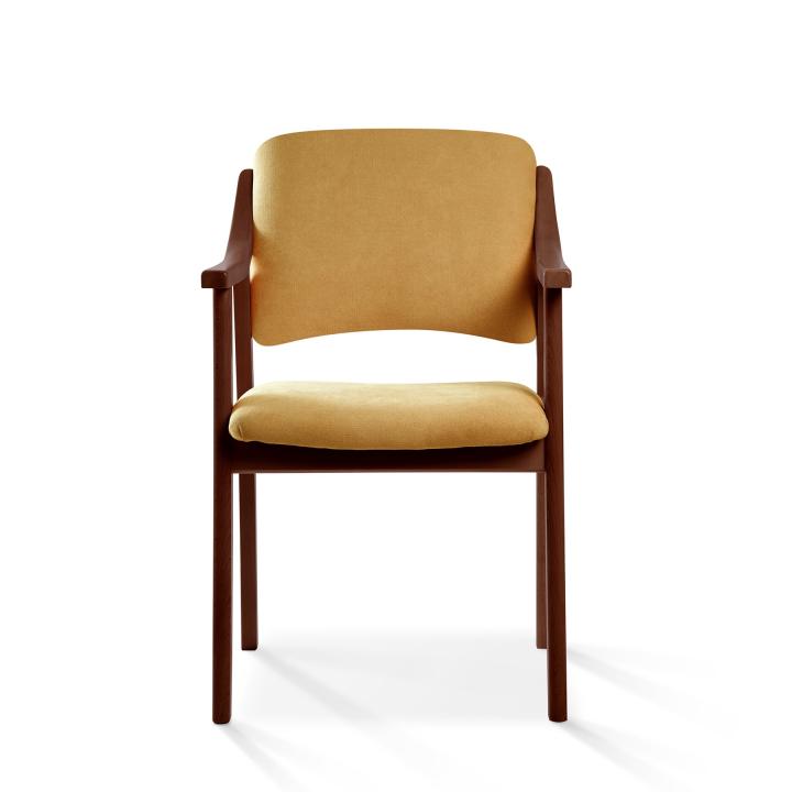 Silla de madera con asiento y respaldo tapizado CALPE NOGAL