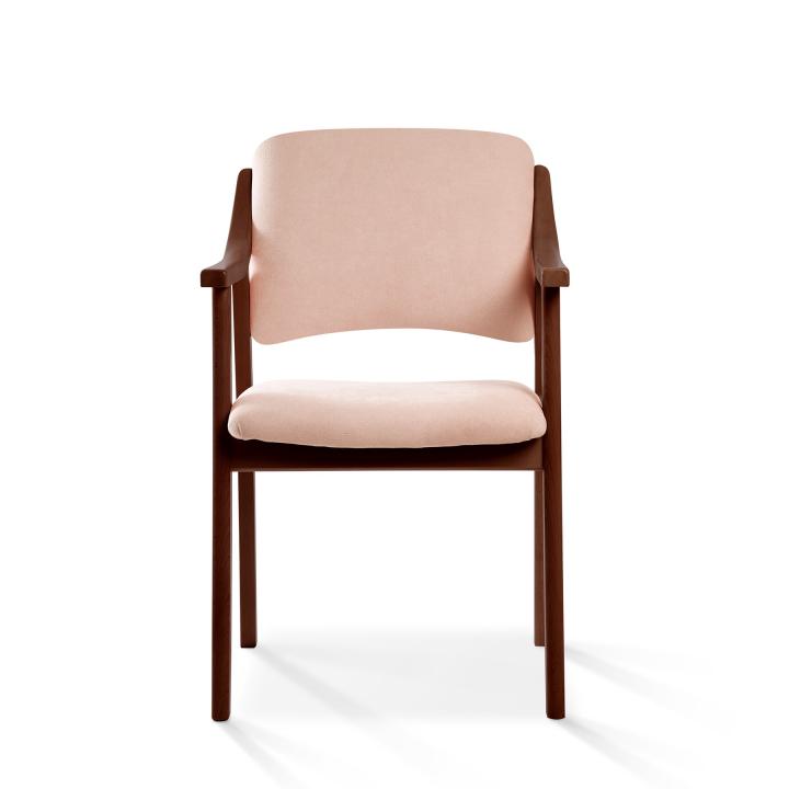 Silla de madera con asiento y respaldo tapizado CALPE NOGAL