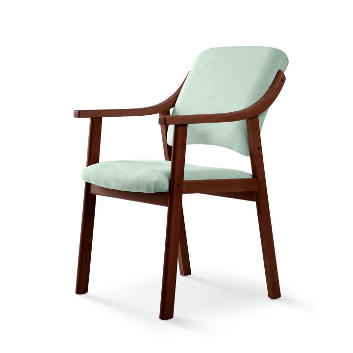 Silla de madera con asiento y respaldo tapizado CALPE NOGAL