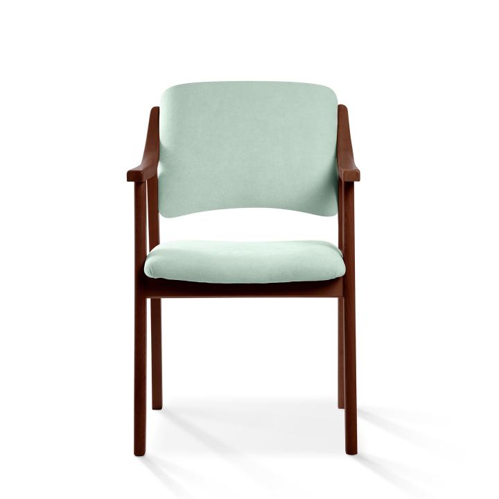 Silla de madera con asiento y respaldo tapizado CALPE NOGAL