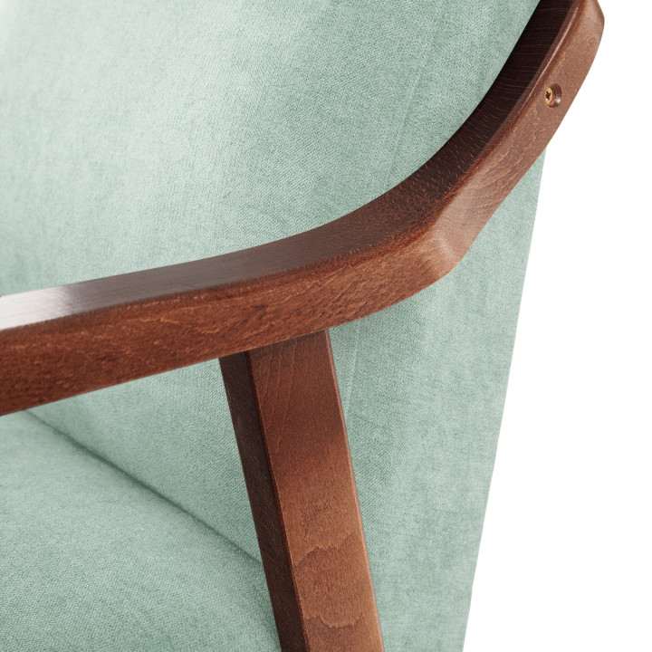 Sillón de madera tapizado PORTLAND NOGAL