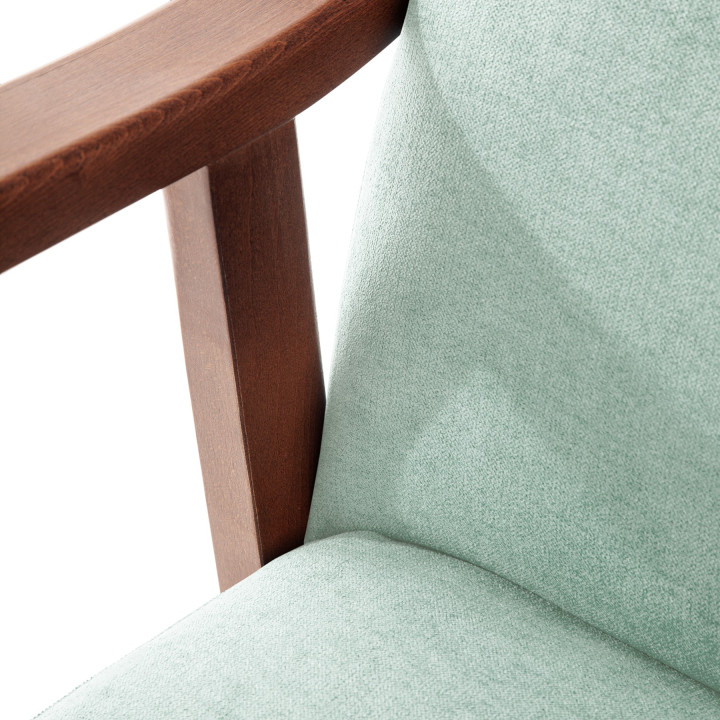 Sillón de madera tapizado PORTLAND NOGAL
